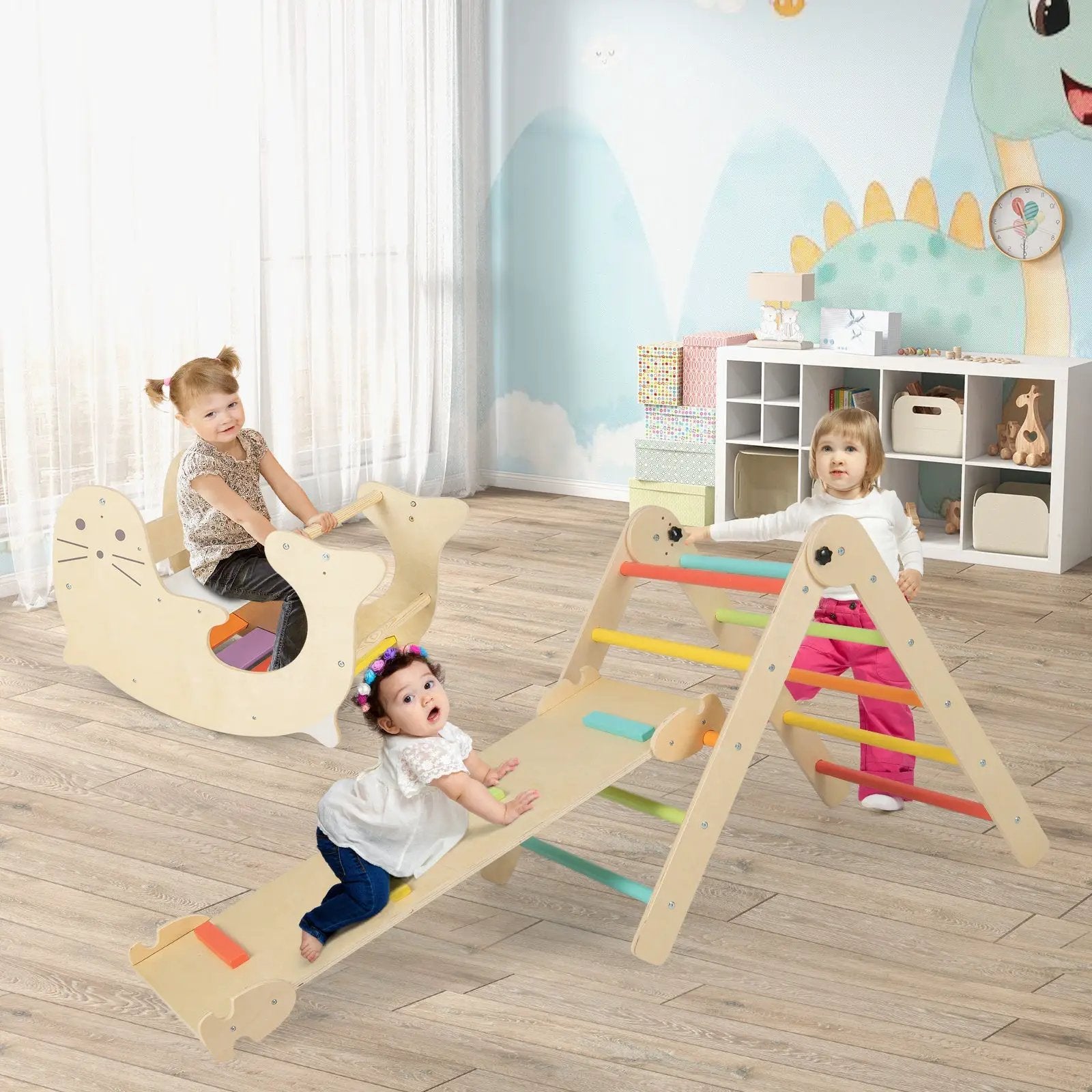 7-in-1 Indoor Climbing Toys for Toddlers with Reversible Ramp by DirectDeals