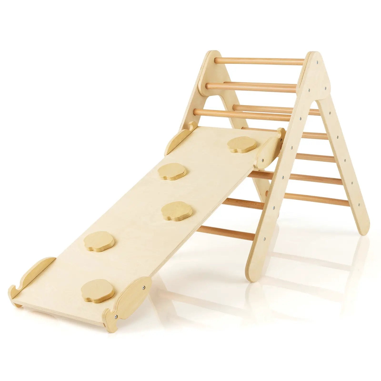 3-in-1 Wooden Climbing Triangle Set Triangle Climber with Ramp by DirectDeals