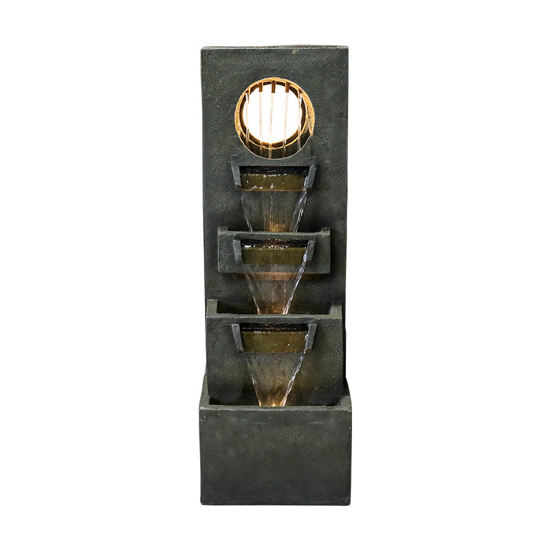 Resin Moon Gate Outdoor Water Fountain 39 Inch Warm LED, close-up of the surface