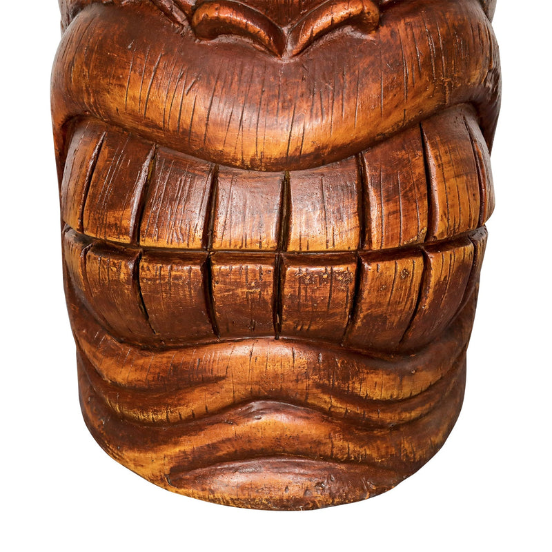 Concrete Hawaiian Tiki Statue Side Table 19 Inch, close-up of the surface