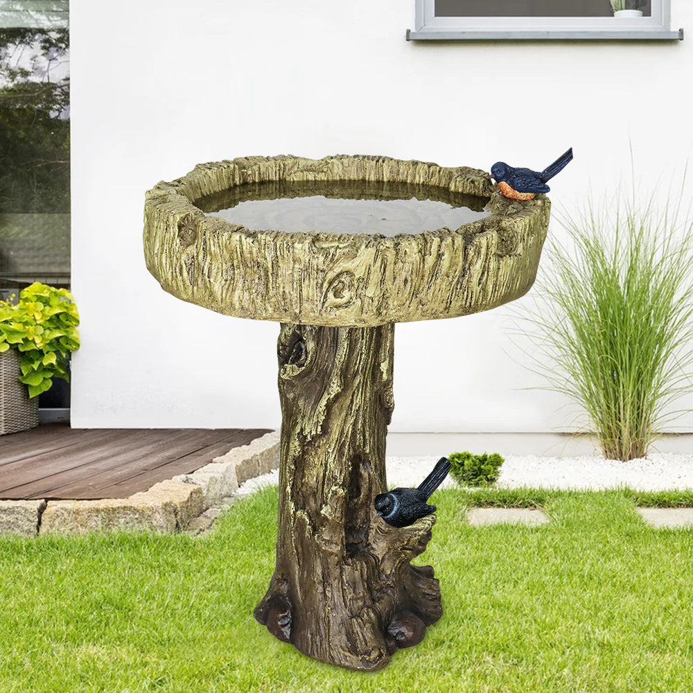 Concrete Tree Trunk Bird Bath Deep Bark 24 Inch, close-up of the surface