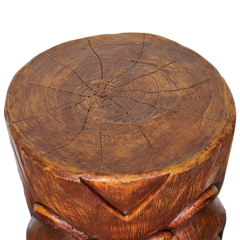 Concrete Hawaiian Tiki Statue Side Table 19 Inch, close-up of the surface