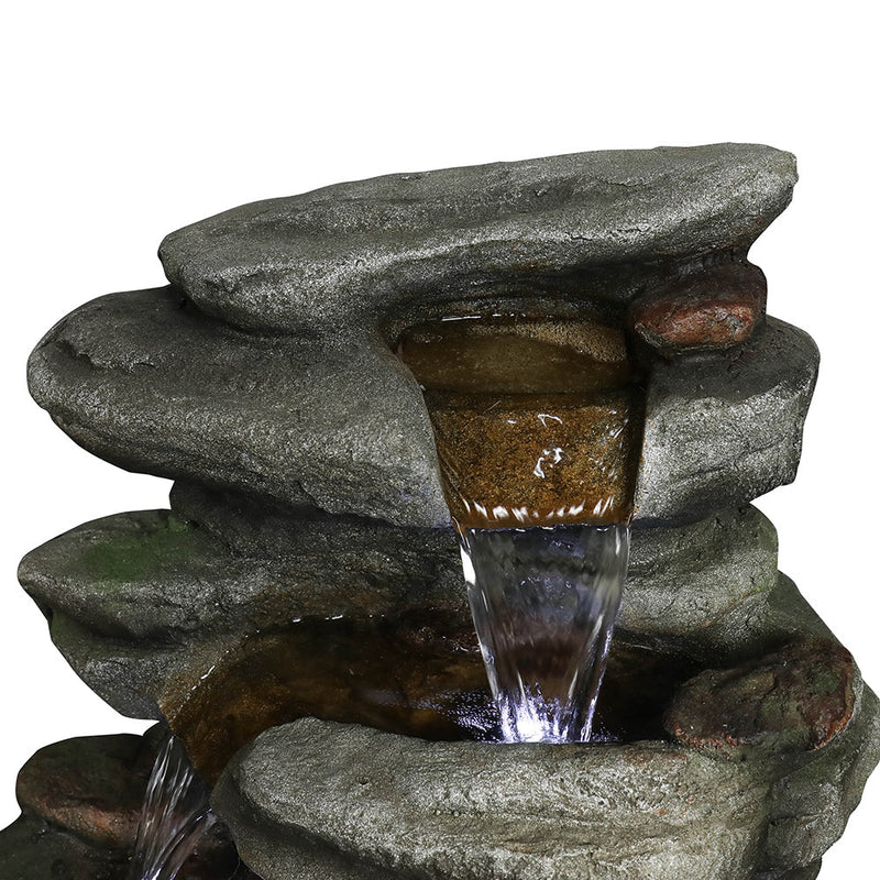 Resin Compact 6 Tier Rockery Outdoor Fountain 30 Inch, close-up of the surface