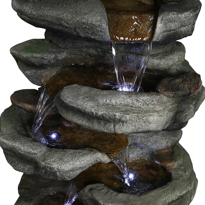 Resin Compact 6 Tier Rockery Outdoor Fountain 30 Inch, close-up of the surface