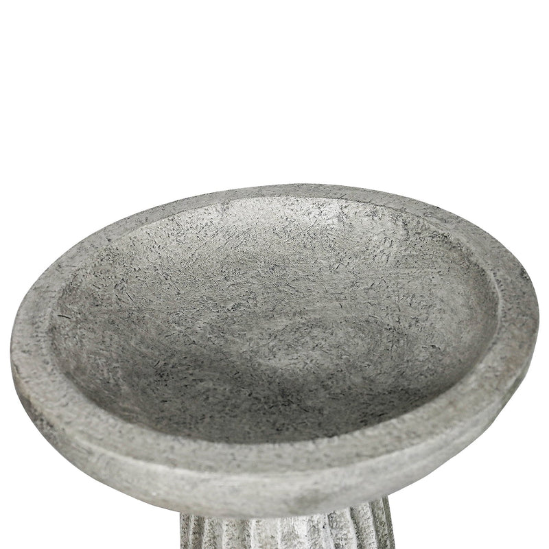 Concrete Bird Bath for Garden Fluted Flare 24 Inch, close-up of the surface