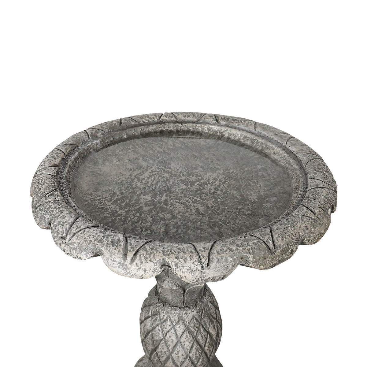 Concrete Pineapple Bird Bath Classical Pedestal 24 Inch, close-up of the surface