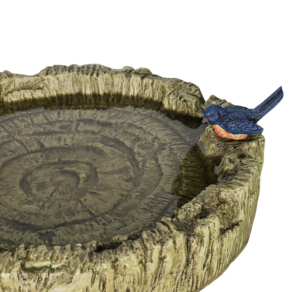 Concrete Tree Trunk Bird Bath Deep Bark 24 Inch, close-up of the surface
