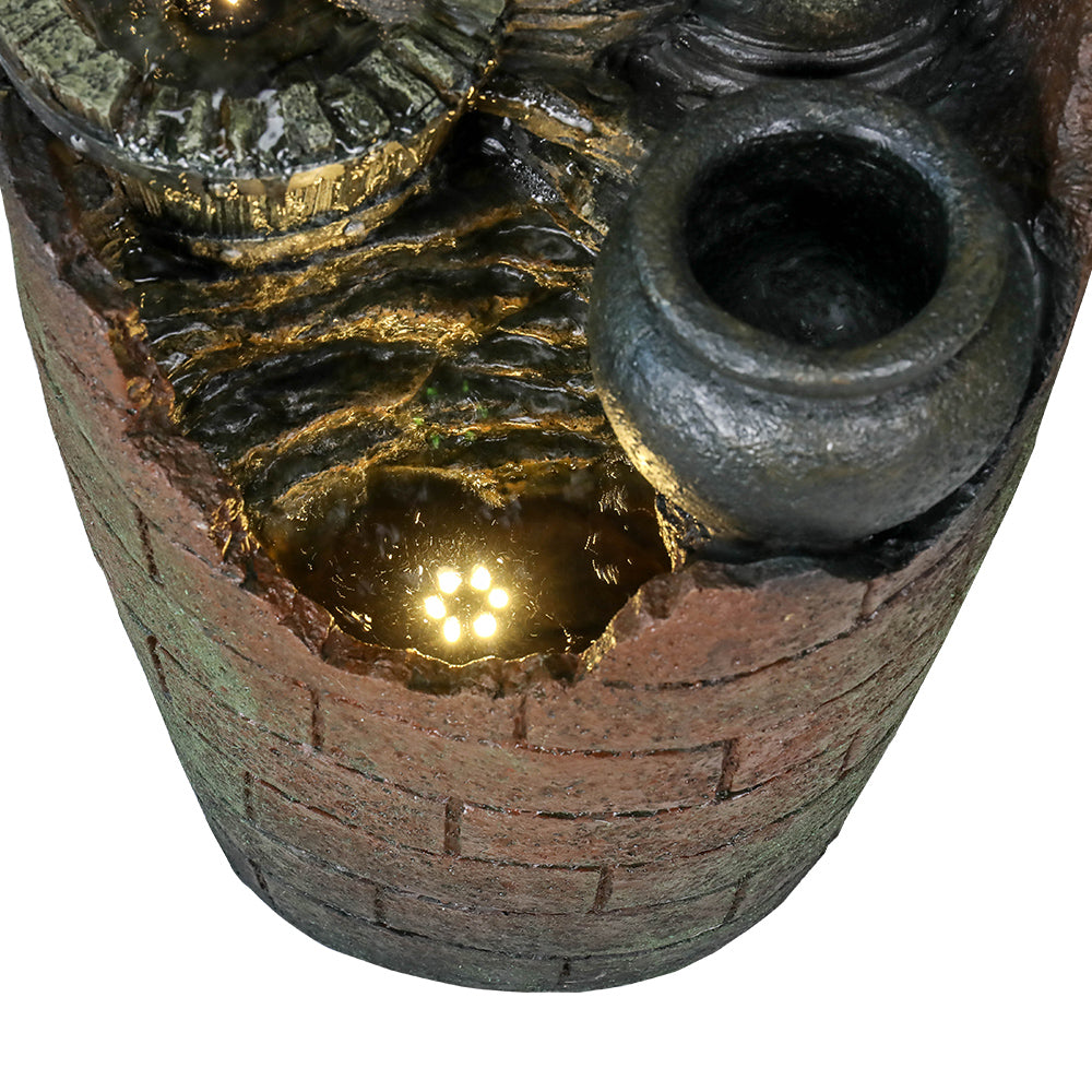 Resin Hand Pump Barrel Farmhouse Outdoor Fountain 32 in, close-up of the surface