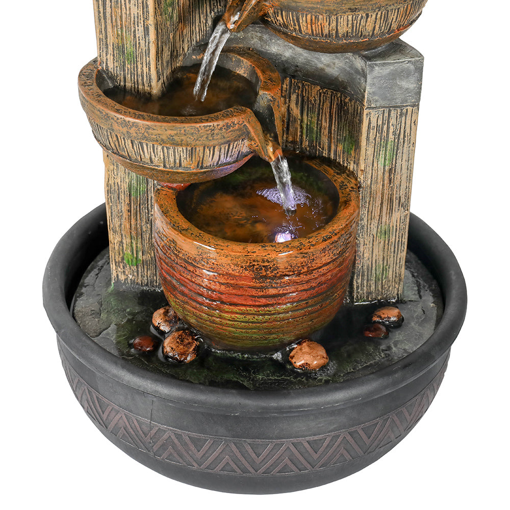 Resin Terracotta 5 Tier Tabletop Fountain 15 Inch LED, close-up of the surface