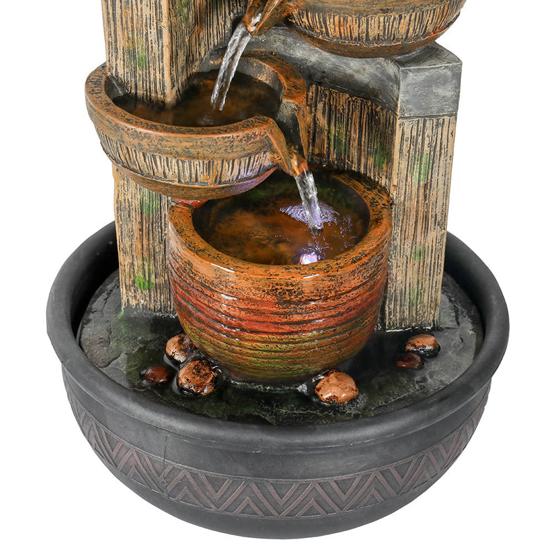 Resin Terracotta 5 Tier Tabletop Fountain 15 Inch LED, close-up of the surface