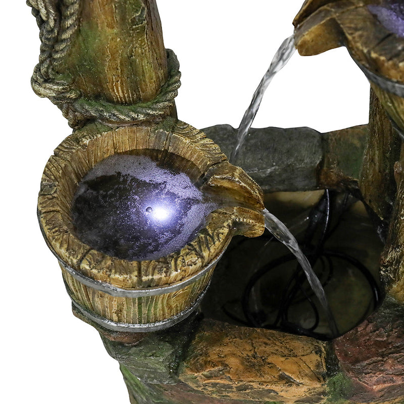 Resin Wishing Well Outdoor Fountain 39 Inch with LED, close-up of the surface