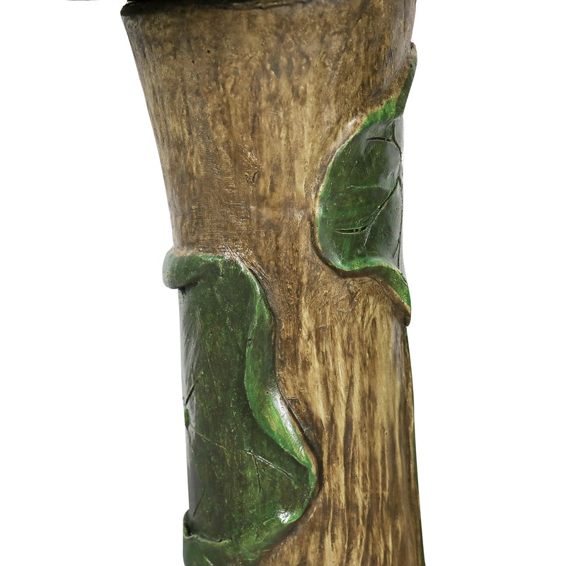 Concrete Rustic Bird Bath Carved Trunk 24 Inch, close-up of the surface
