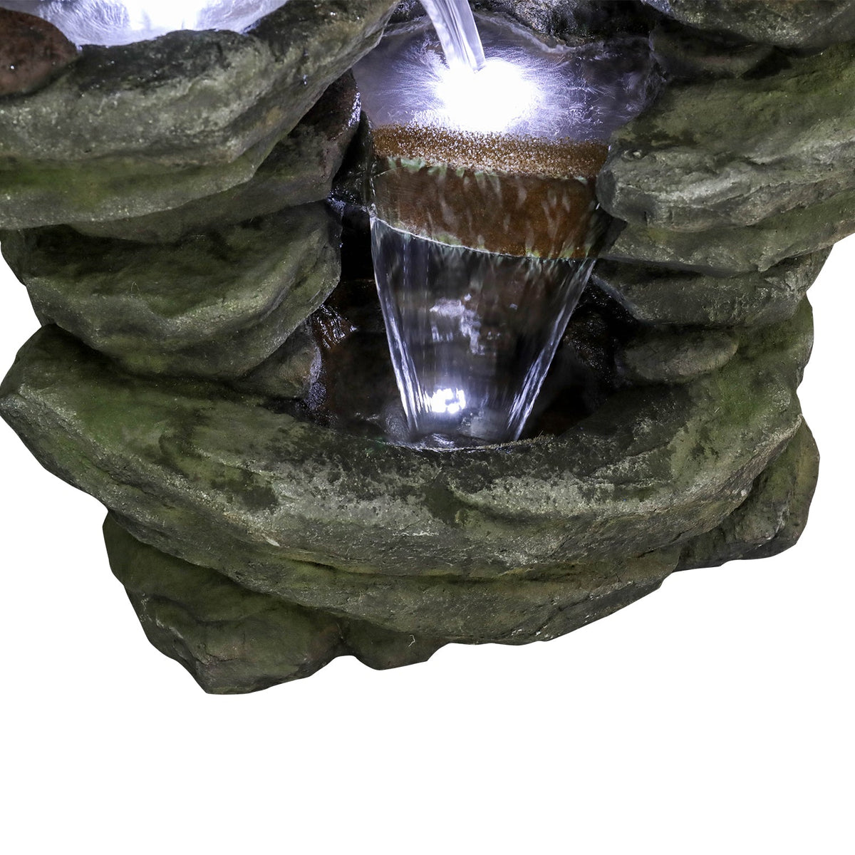 Resin Rock Waterfall Fountain Large 60 Inch 7 Tier, close-up of the surface