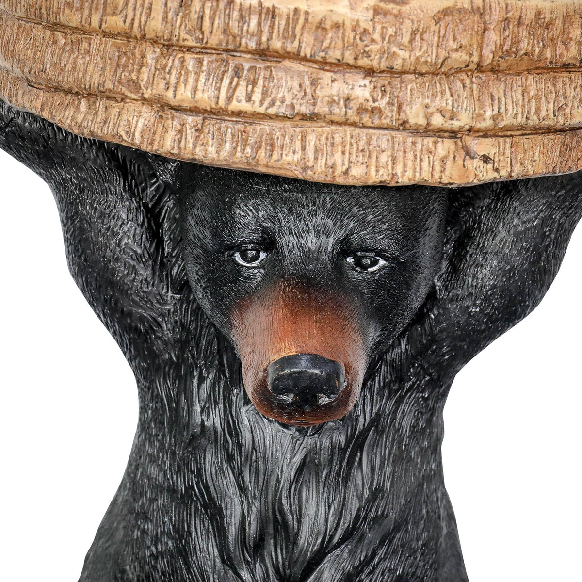 Concrete Outdoor Side Table Bear Holding Top 15 Inch, close-up of the surface