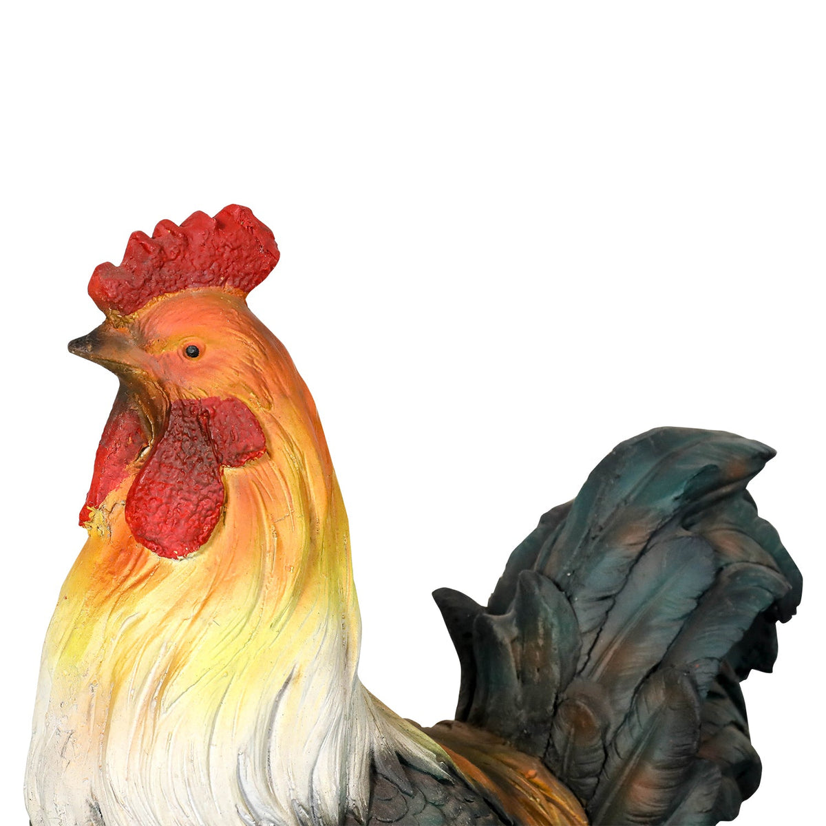 Concrete Rooster Statue Hand Painted Farmhouse 22 In, close-up of the surface