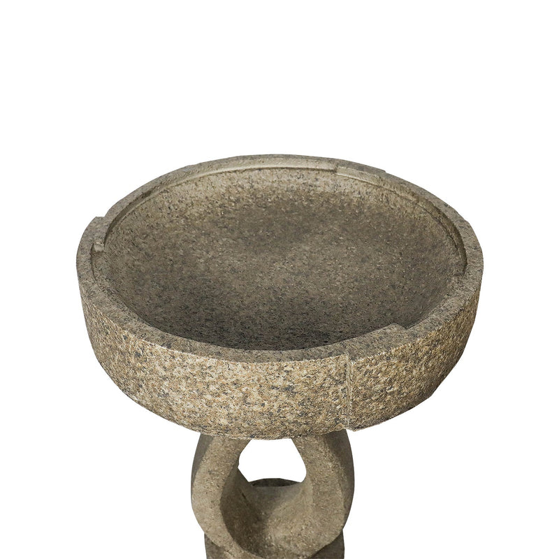 Concrete Contemporary Bird Bath Open Loop 22 Inch, close-up of the surface