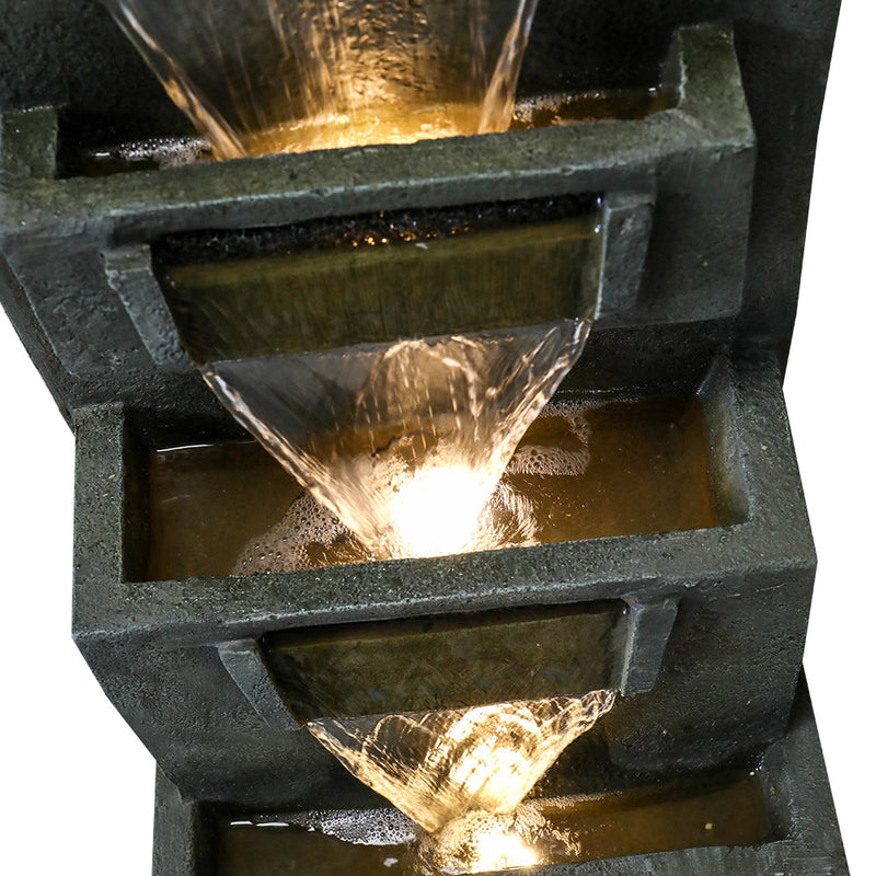 Resin Moon Gate Outdoor Water Fountain 39 Inch Warm LED, close-up of the surface
