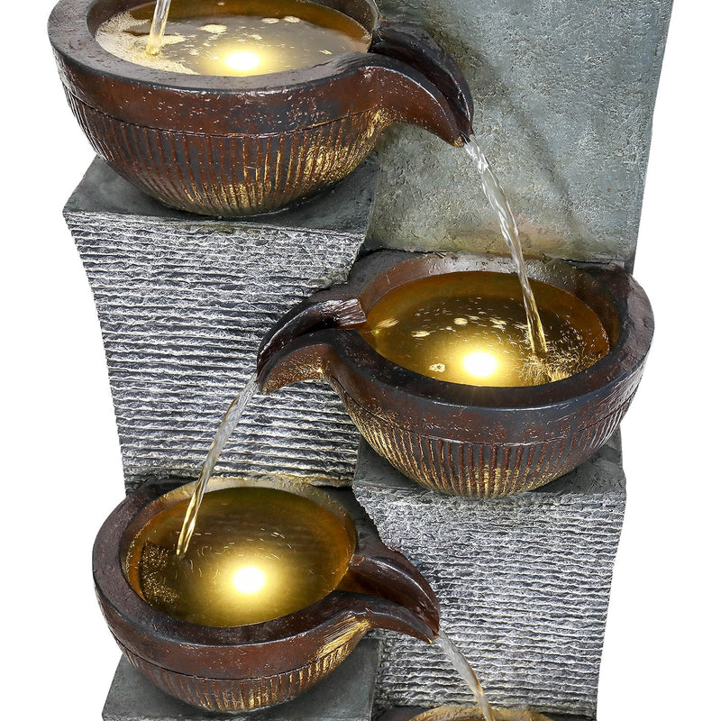 Resin 6 Tier Outdoor Water Fountain Pottery Bowls 53 in, close-up of the surface