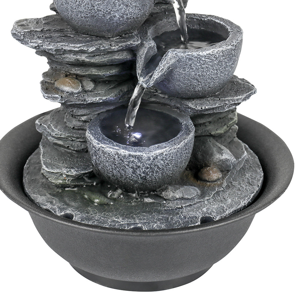 Resin Mini Slate Bowl Tabletop Water Fountain 10 Inch, close-up of the surface