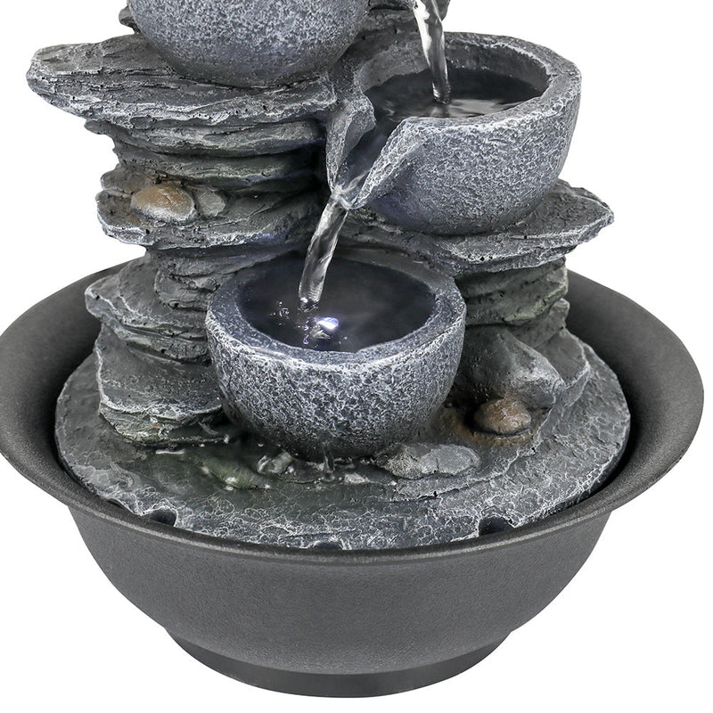Resin Mini Slate Bowl Tabletop Water Fountain 10 Inch, close-up of the surface