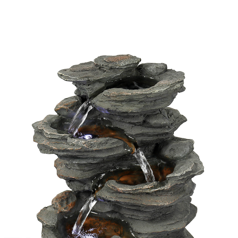Resin 6 Tier Slate Tabletop Water Fountain 15 Inch LED, close-up of the surface