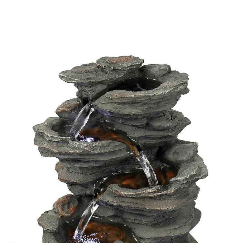 Resin 6 Tier Slate Tabletop Water Fountain 15 Inch LED, close-up of the surface