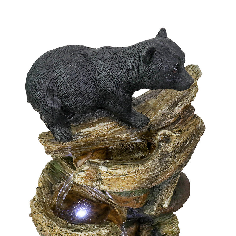 Resin Two Bear Cub Animal Outdoor Water Fountain 39 in, close-up of the surface