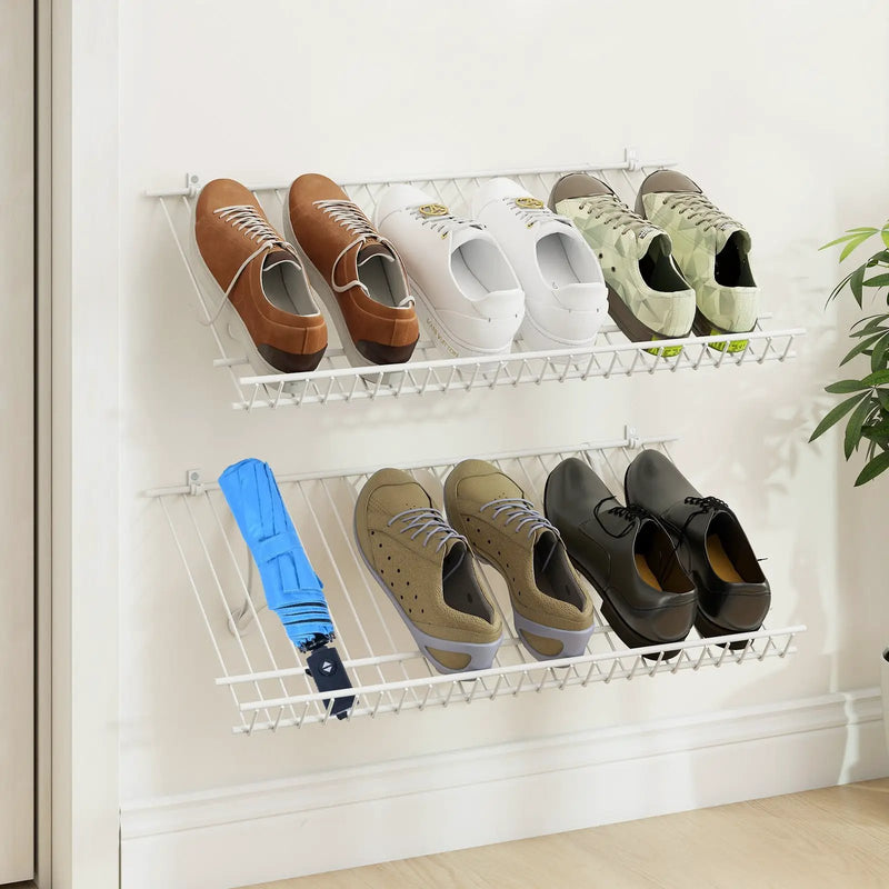 Closet Shelves Wall Mounted Set of 2 Metal Wire Shoe Racks by DirectDeals