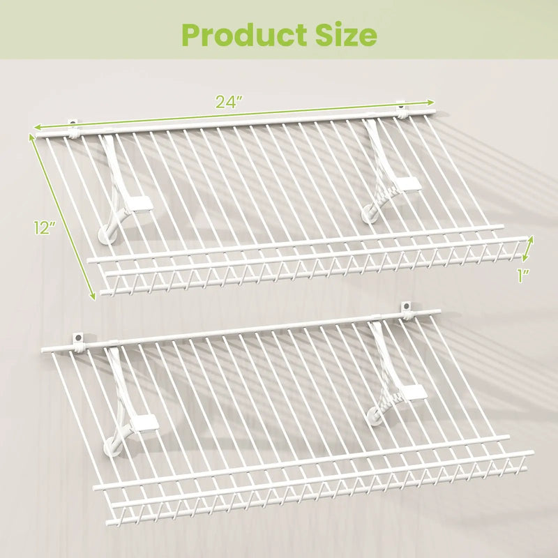 Closet Shelves Wall Mounted Set of 2 Metal Wire Shoe Racks by DirectDeals