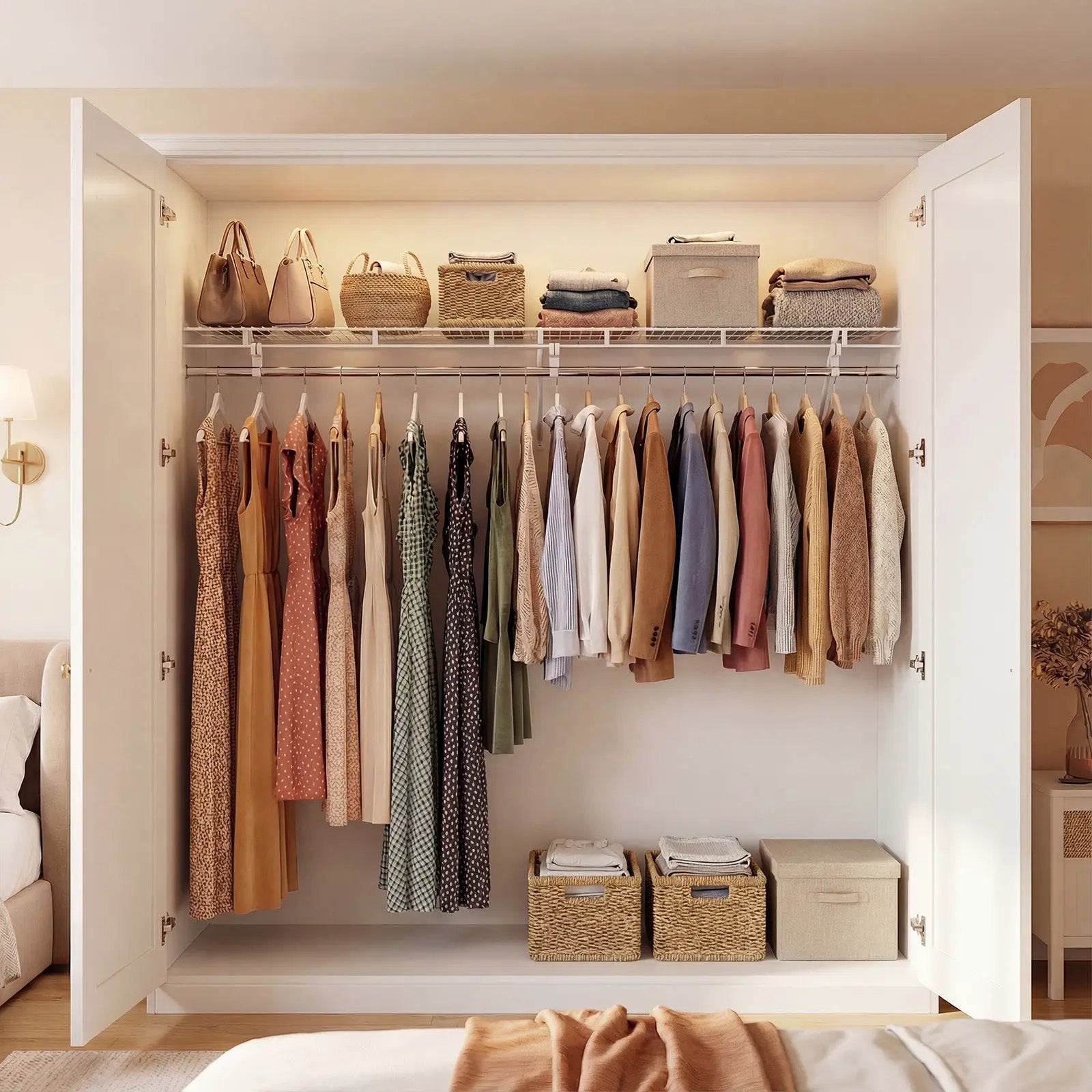 Closet Shelves Wall Mounted with Hanging Rod for Laundry Room by DirectDeals