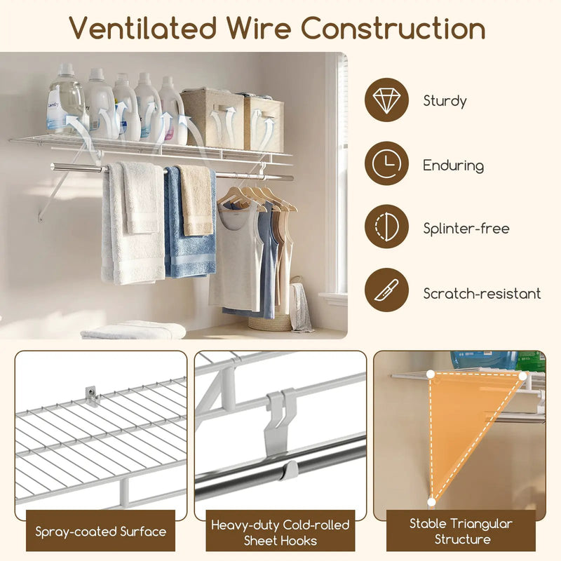 Closet Shelves Wall Mounted with Ventilated Metal Wire Shelving Kit by DirectDeals