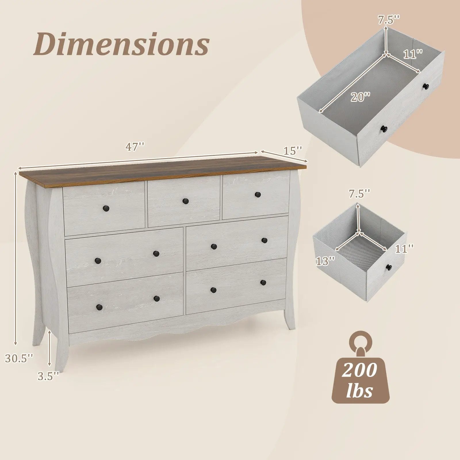 Closet Storage Organizer with 7 Folding Fabric Drawers-Gray by DirectDeals