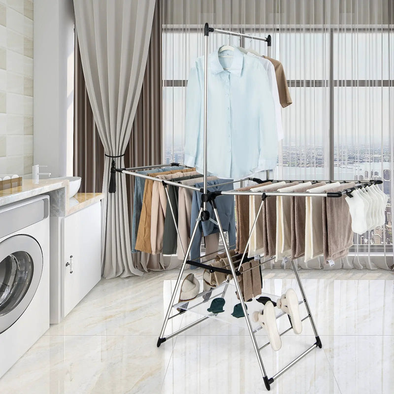 Clothes Drying Rack with 6-Level Adjustable Height by DirectDeals