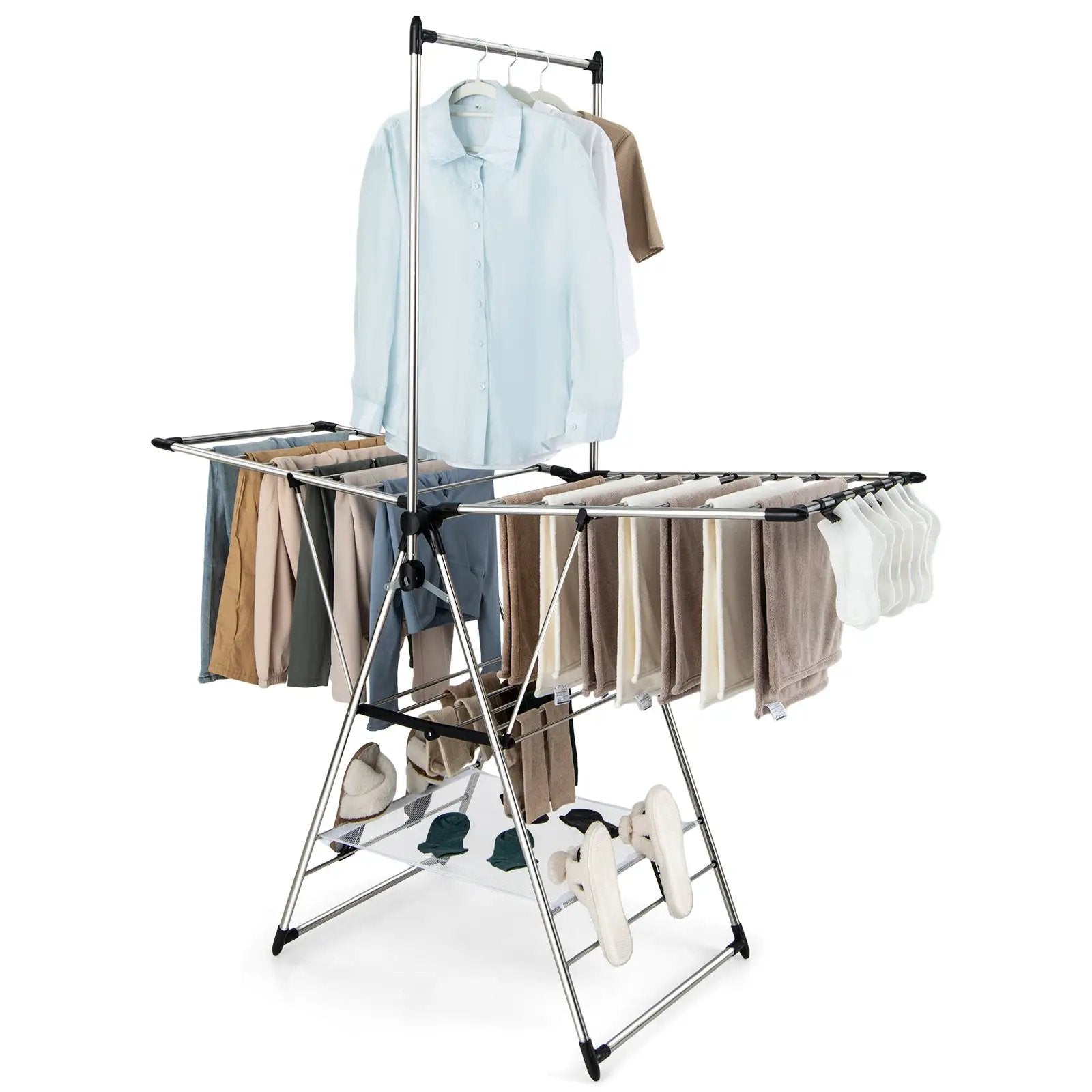 Clothes Drying Rack with 6-Level Adjustable Height by DirectDeals