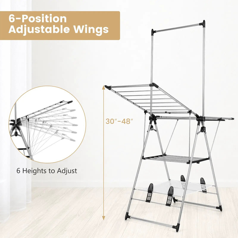 Clothes Drying Rack with 6-Level Adjustable Height by DirectDeals