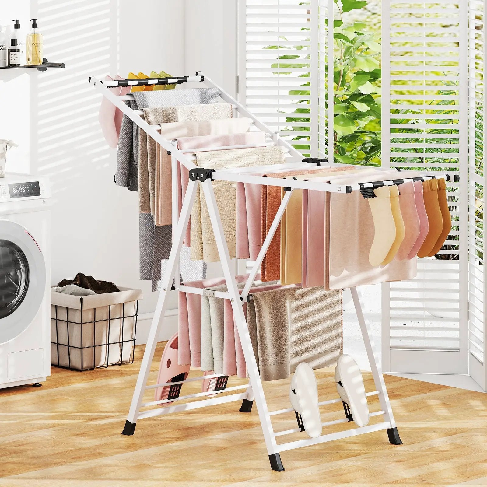 Clothes Drying Rack with Height Adjustable Wings by DirectDeals