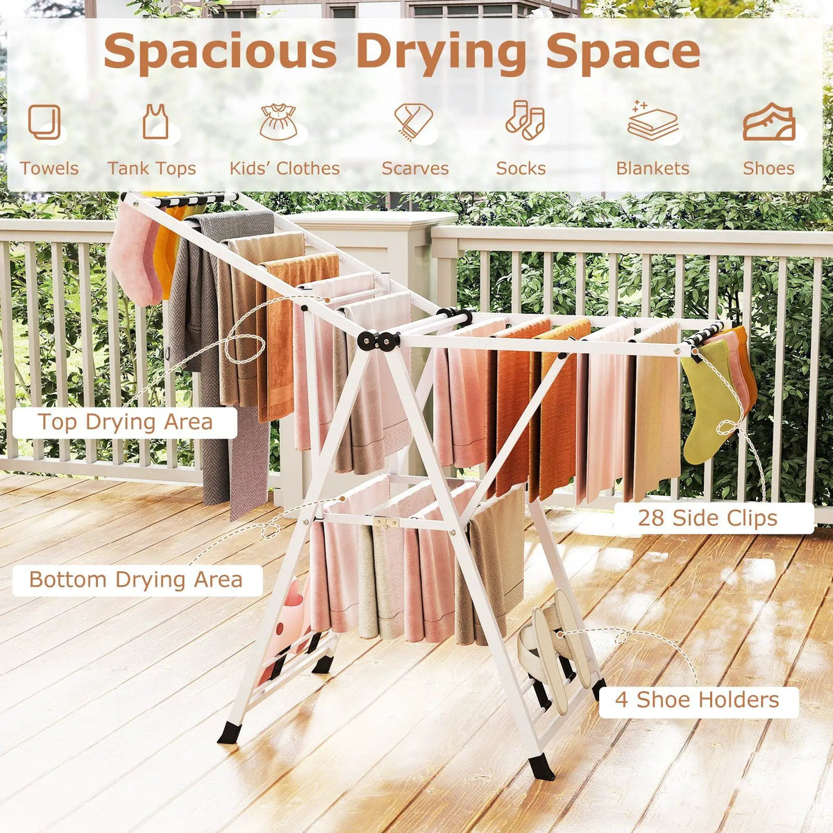 Clothes Drying Rack with Height Adjustable Wings, photo 13 of 16