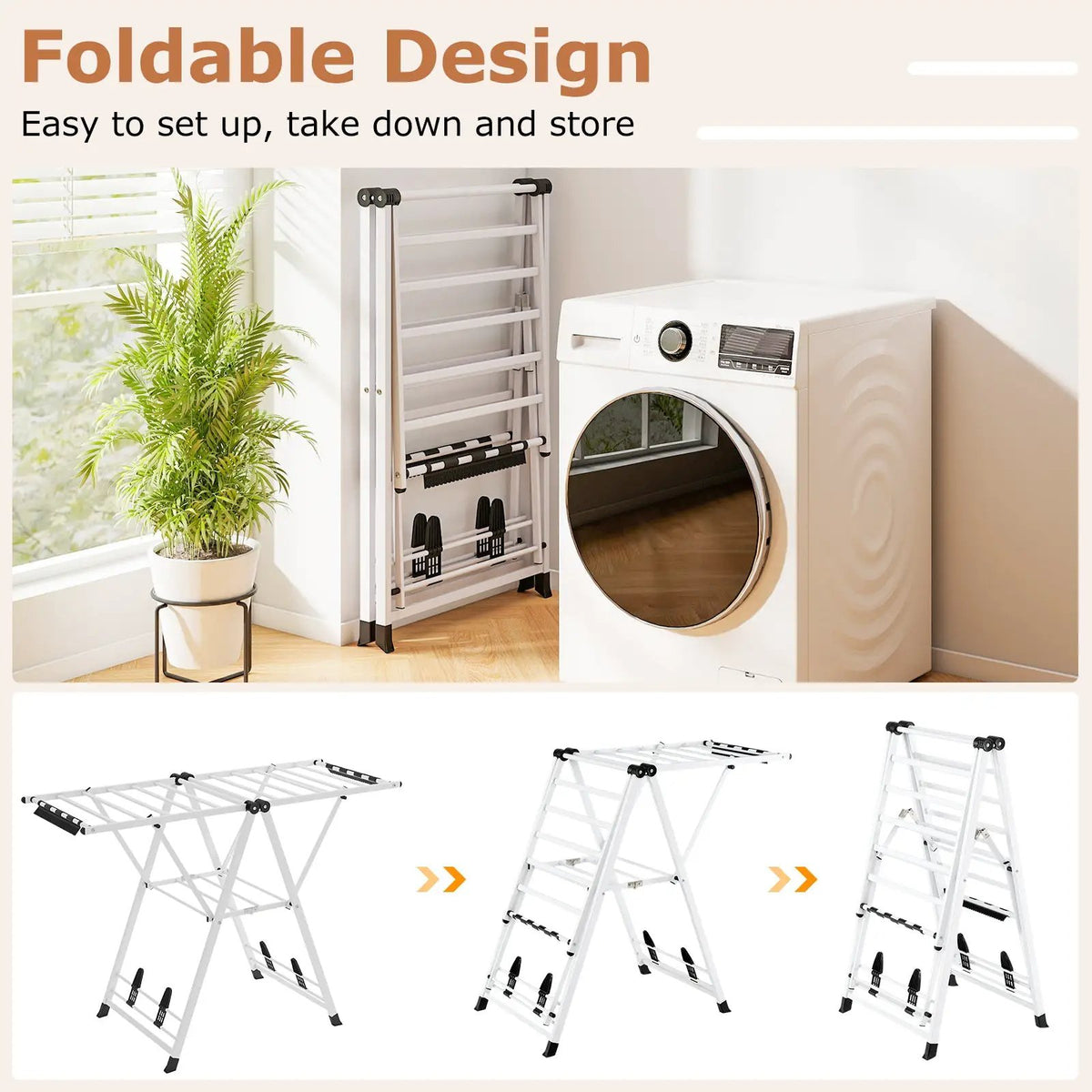 Clothes Drying Rack with Height Adjustable Wings, photo 15 of 16