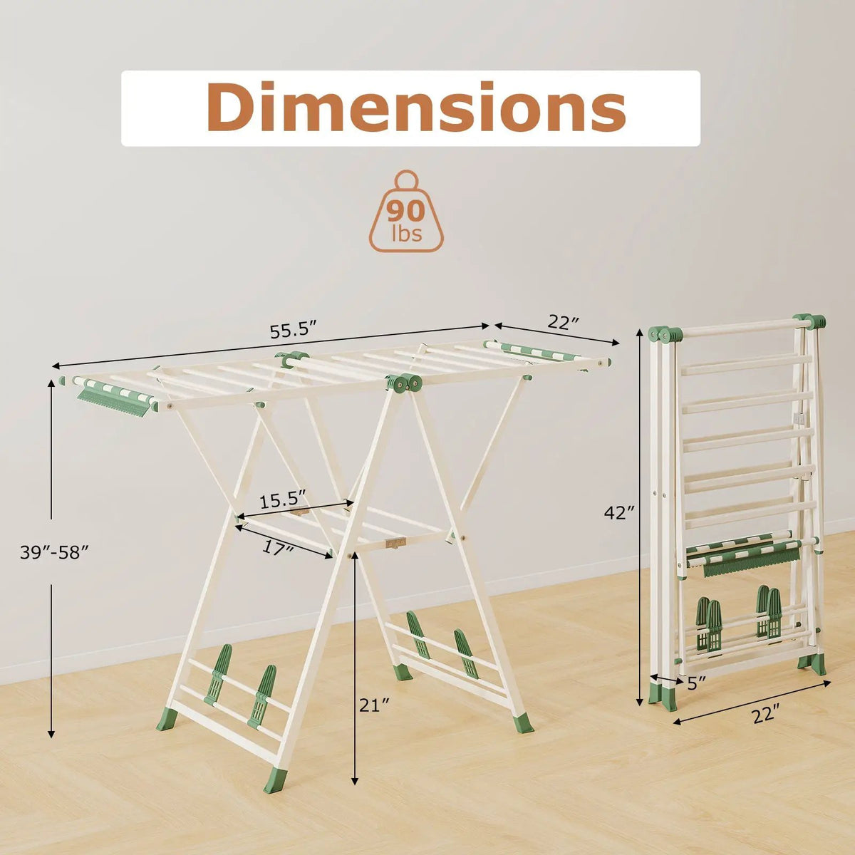 Clothes Drying Rack with Height Adjustable Wings, photo 10 of 16