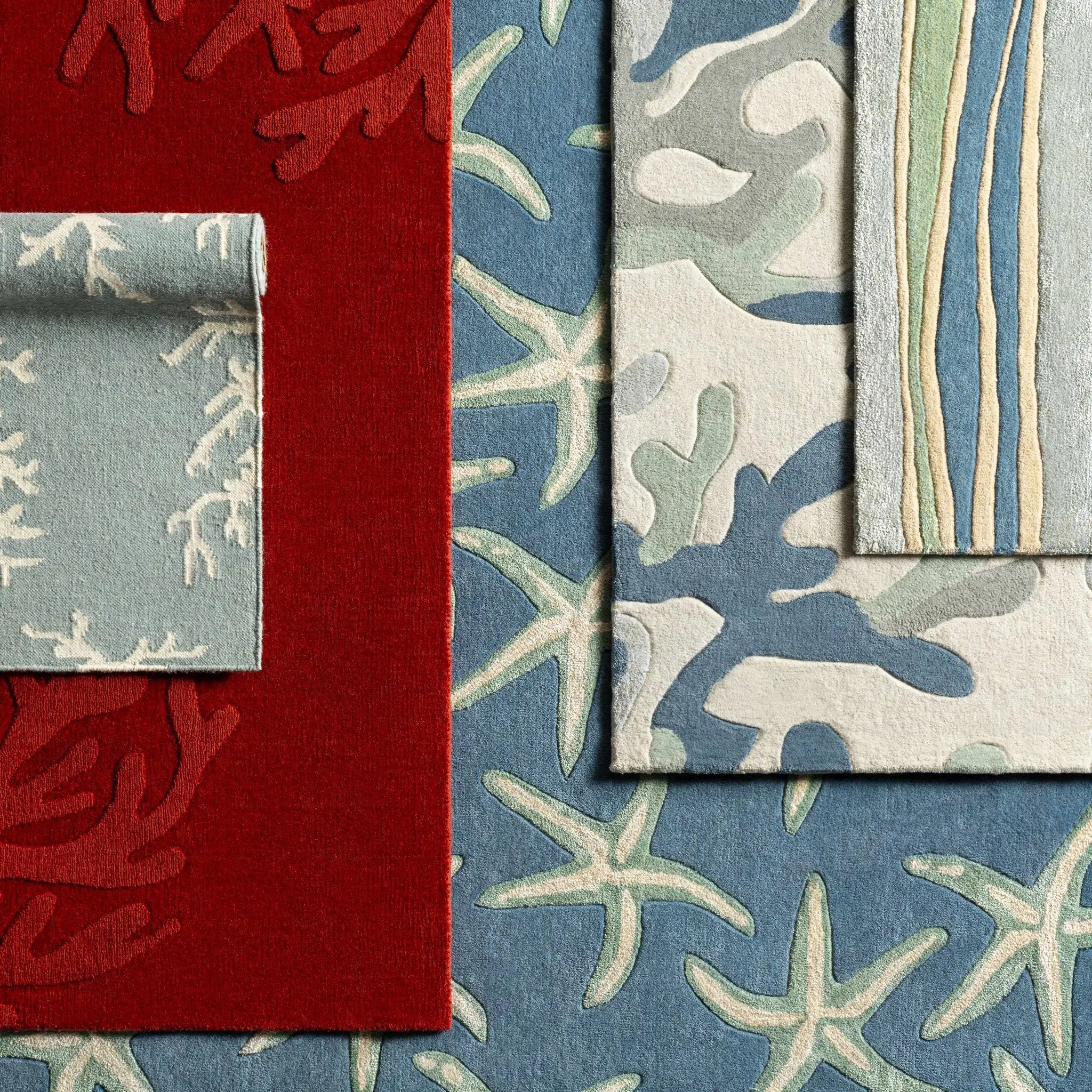 Carversville Ice Blue Botanical Wool Rug - Clearance by Boutique Rugs