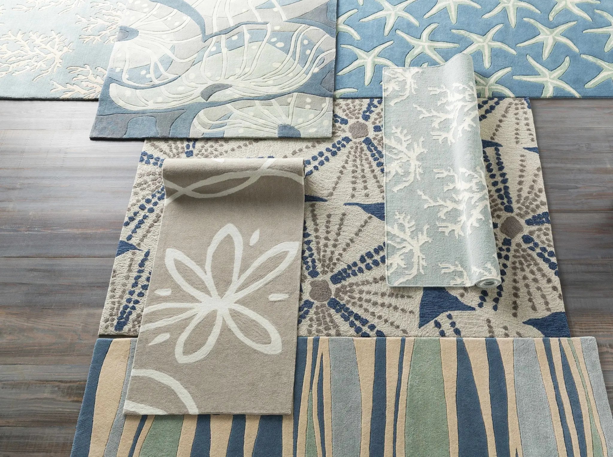 Carversville Ice Blue Botanical Wool Rug - Clearance by Boutique Rugs