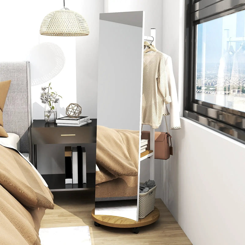 Coat Rack with Full Length Mirror Freestanding Coat Tree with 3 Hooks by DirectDeals