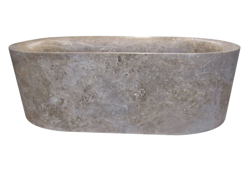 Coffee Brown Natural Stone Oval Shape Hand-Carved Unique Marble Bathtub (W)40" (L)72" (H)22" by GobekDesign