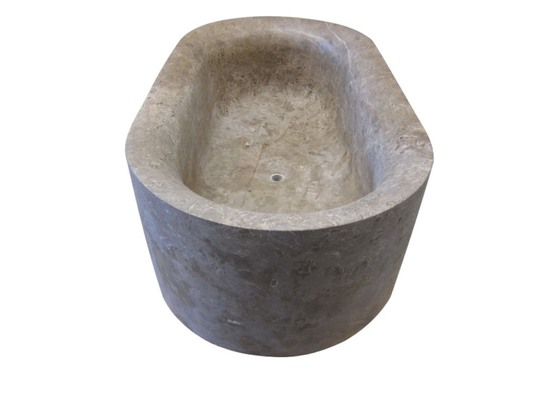 Coffee Brown Natural Stone Oval Shape Hand-Carved Unique Marble Bathtub (W)40" (L)72" (H)22" by GobekDesign