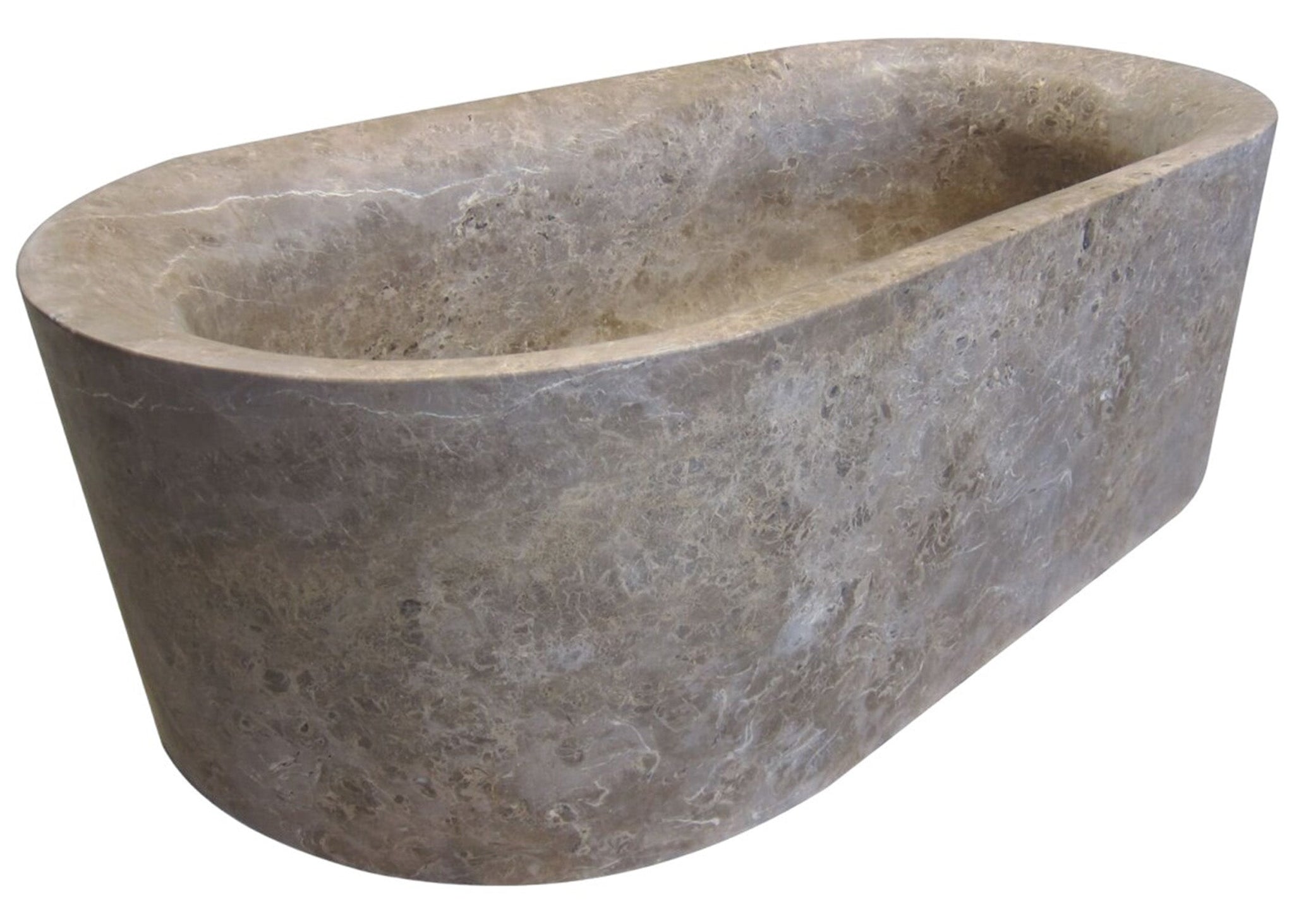 Coffee Brown Natural Stone Oval Shape Hand-Carved Unique Marble Bathtub (W)40" (L)72" (H)22" by GobekDesign