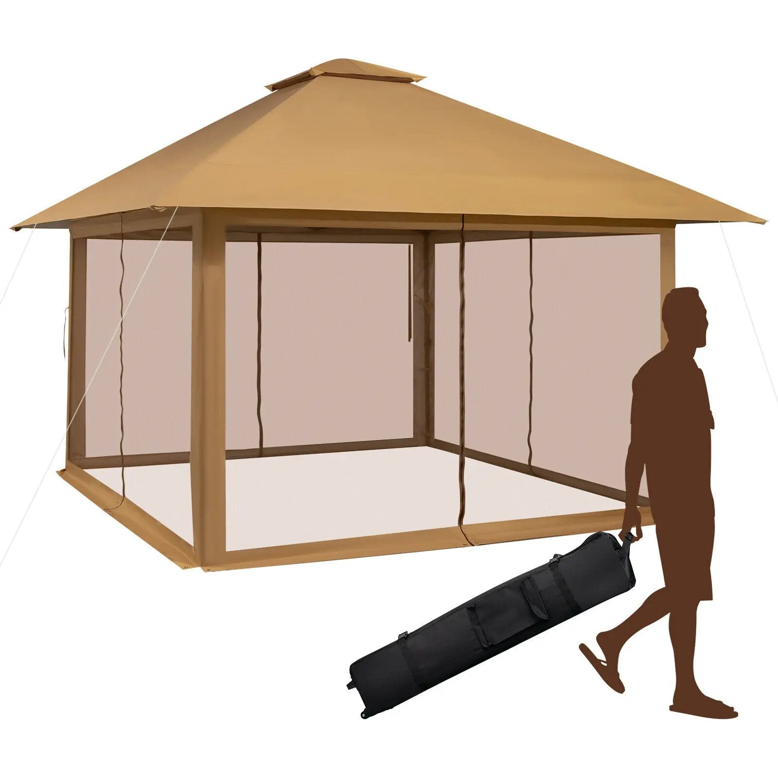 13 x 13 Feet Pop-up Instant Canopy Tent with Mesh Sidewall by DirectDeals