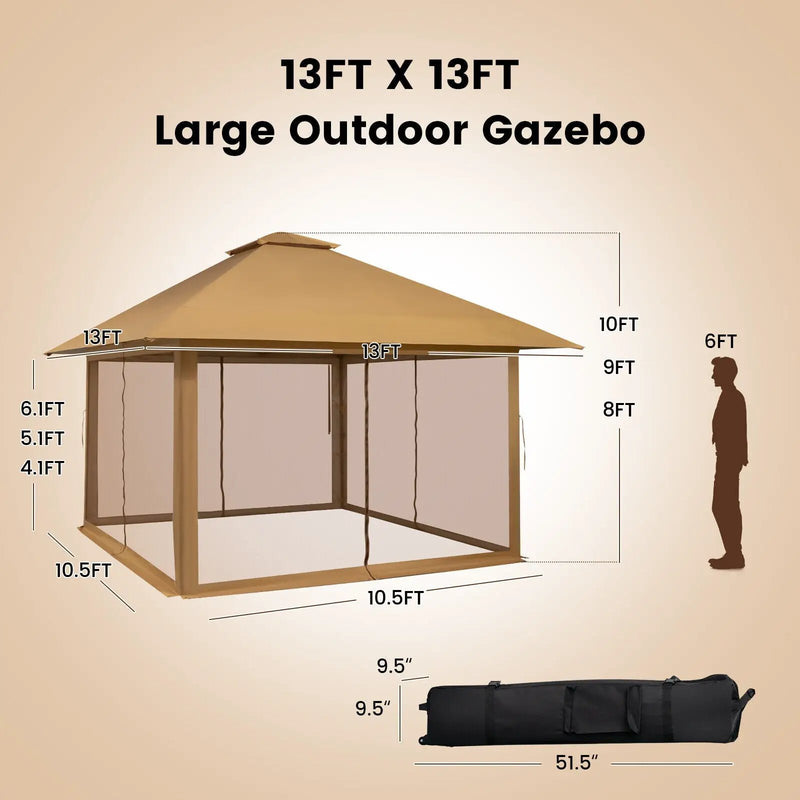 13 x 13 Feet Pop-up Instant Canopy Tent with Mesh Sidewall by DirectDeals