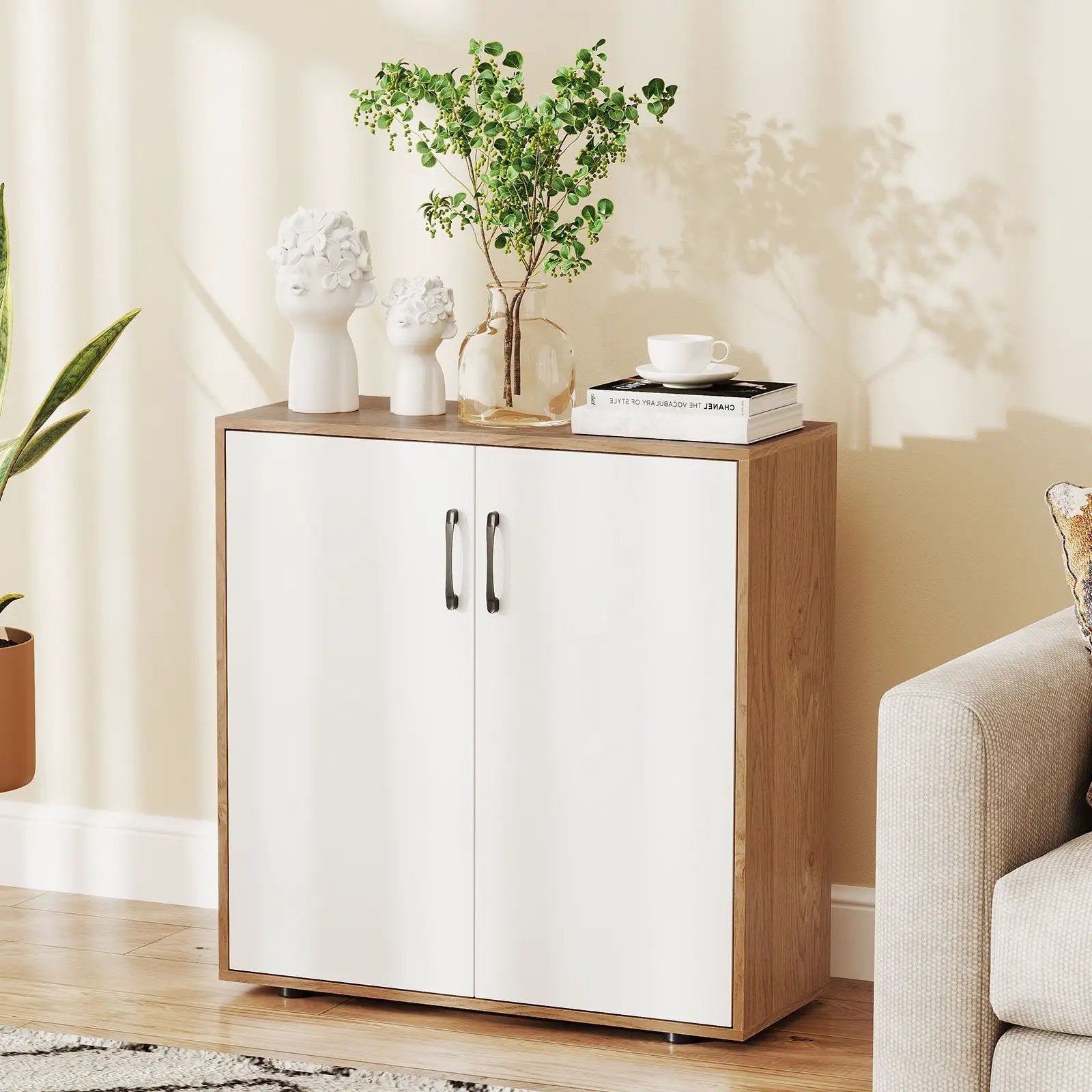 Coffee Bar Cabinet with 5-Position Adjustable Shelf for Living Room Dining Room-Natural by DirectDeals