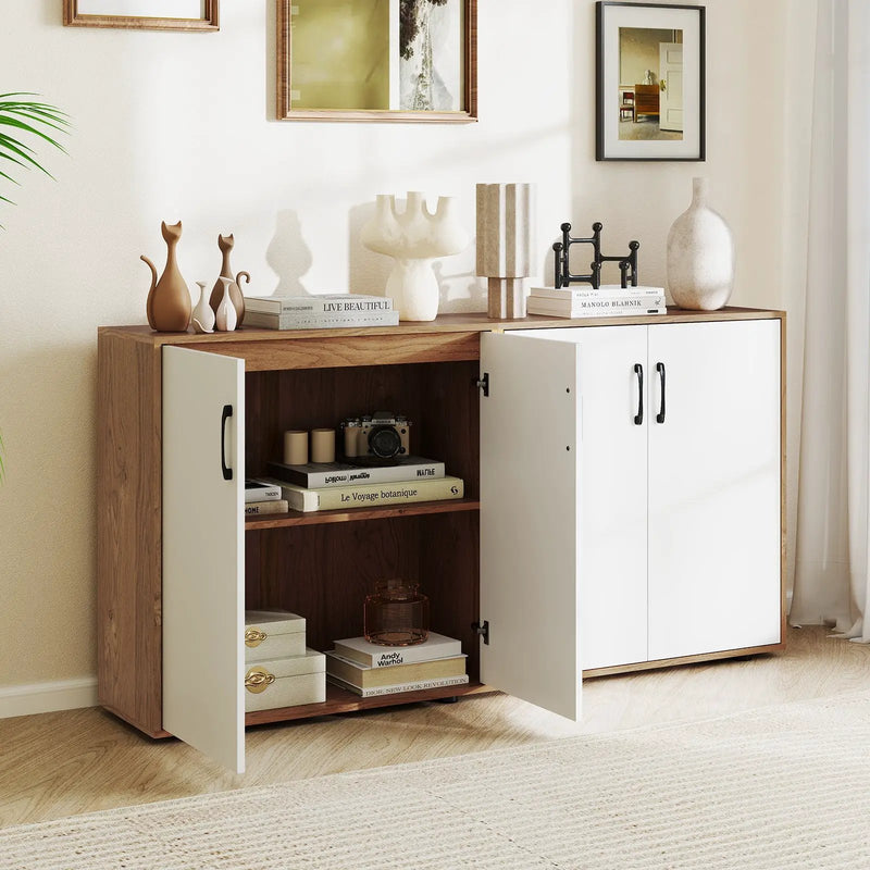 Coffee Bar Cabinet with 5-Position Adjustable Shelf for Living Room Dining Room-Natural by DirectDeals