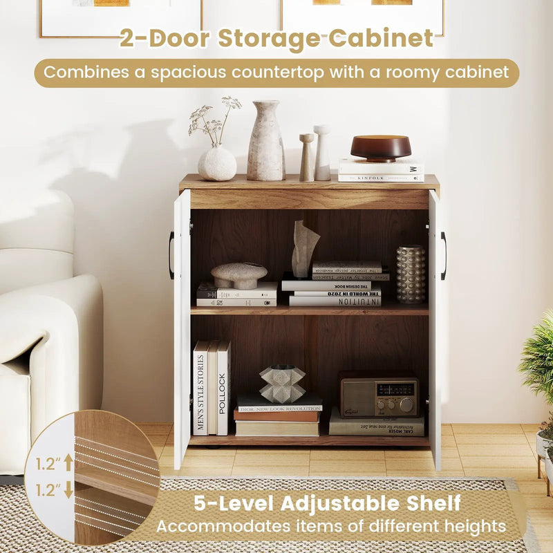 Coffee Bar Cabinet with 5-Position Adjustable Shelf for Living Room Dining Room-Natural by DirectDeals